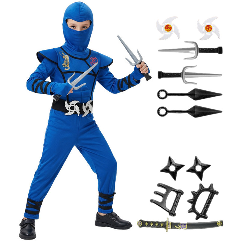 Kids Toys Set - Black and Blue Ninja Costume for