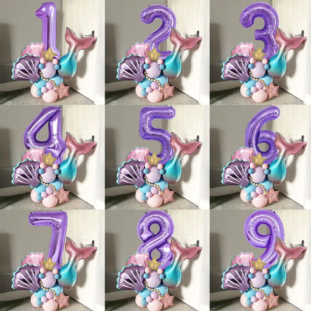 Water Balloon Set - 24pcs 1-9th Birthday Mermaid Shell Balloon