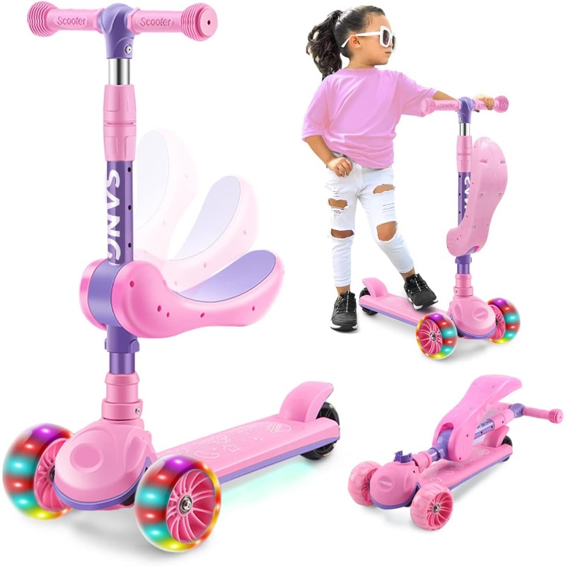 Kids Toys Scooter - 2-in-1 Kids Kick Scooter with LED