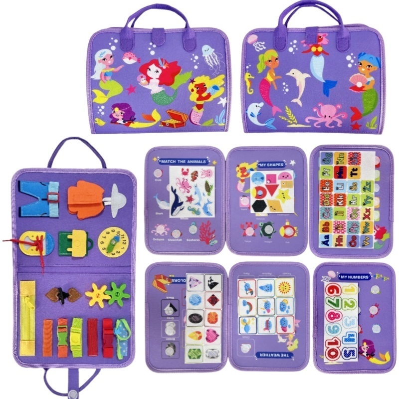 Kids Zip Toys - Mermaid Felt Quiet Busy Board for