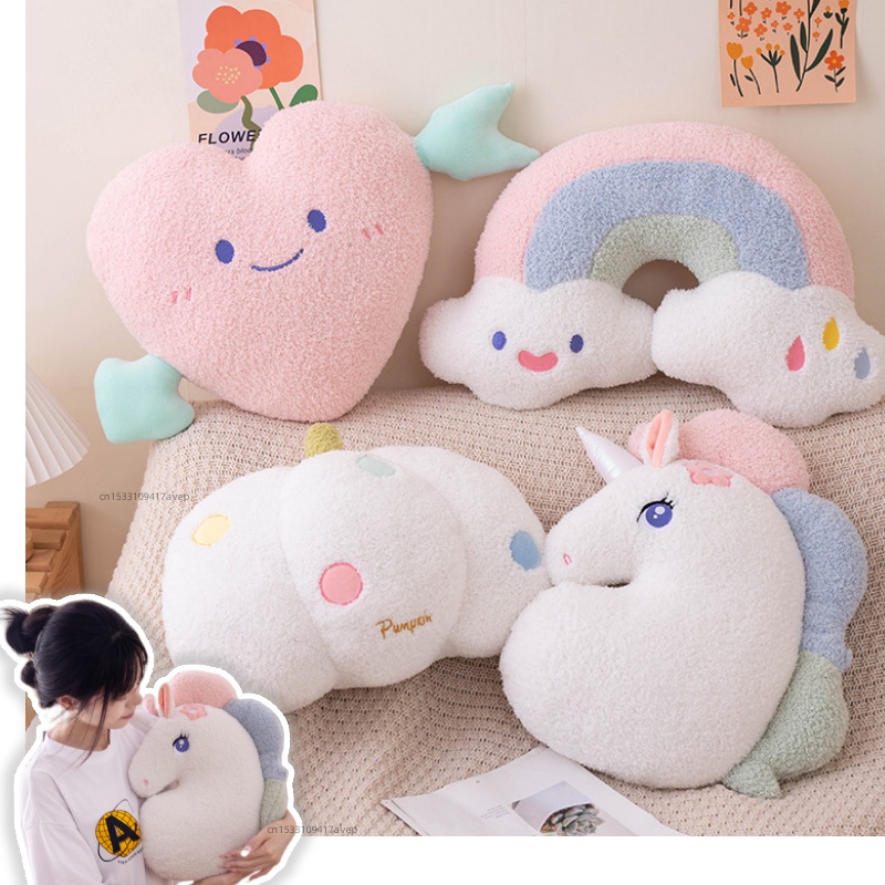 Unicorn Stuffed Toy - Soft Plush Rainbow Smile Pink Heart