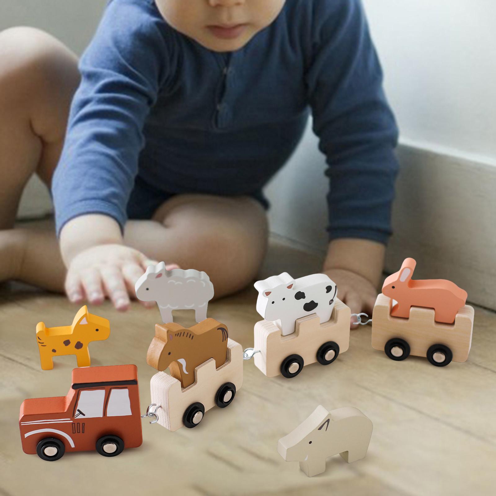 Kids Toys 2 Year Old - Animal Wooden Train Toy Stacking Toy