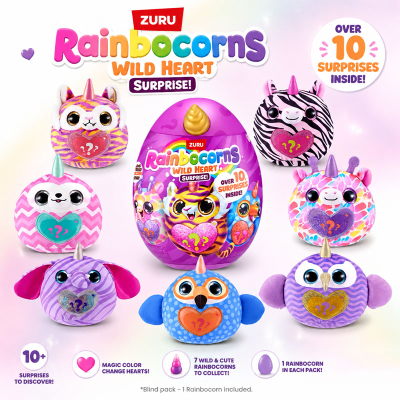Unicorn Stuffed Toy - ZURU Rainocorns Wild Heart Surprise Rainbow
