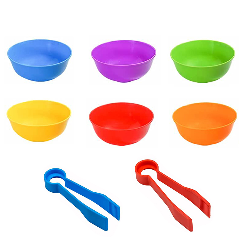 6 Plastic Bowls with 2 Tweezer - Kids Toys 2 Year Old 评论和价格