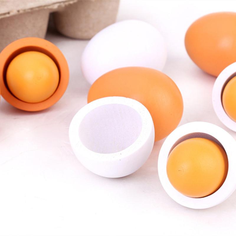 6Pcs Kitchen Wooden Artificial - Kids Toys Play Egg 评论和价格