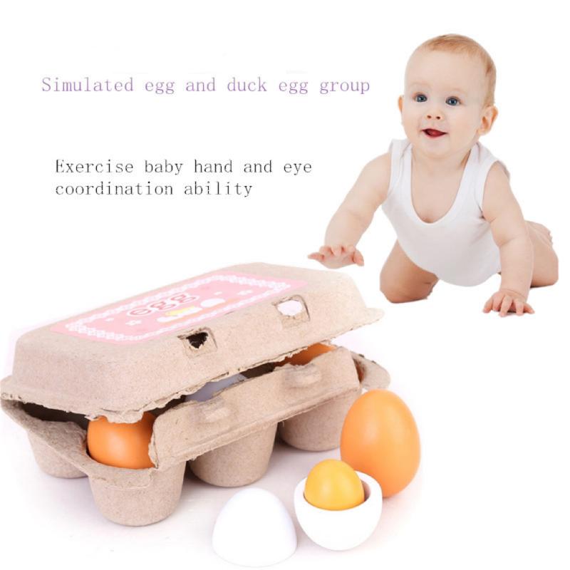 6Pcs Kitchen Wooden Artificial - Kids Toys Play Egg 评论和价格