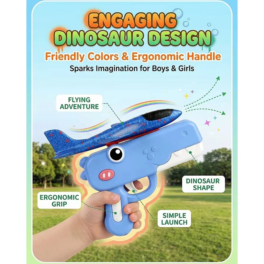 Dinosaur Foam Airplane Launche - Catapult Launcher Toy 评论和价格